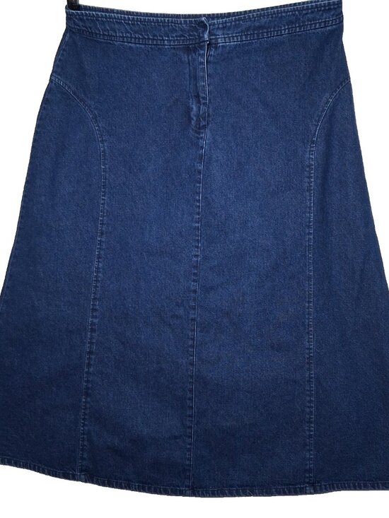 Jessie Sport Dresses & Skirts - Vintage 1990s Jessie Sport Denim Skirt Plus Size 18W Blue Jean Midi Western